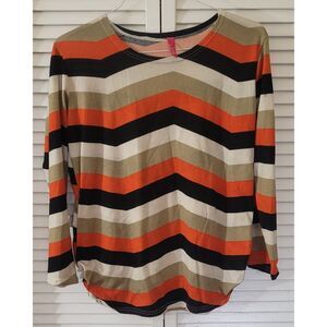 Yilia Top Long Sleeve Multicolor Women Large Zigzag Stripe Sweater Top